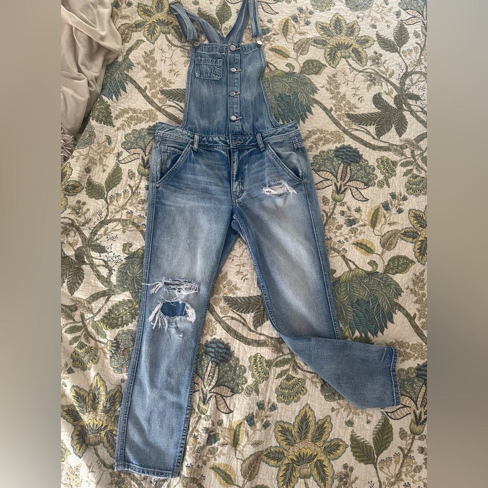 American Eagle Distressed Denim Overalls